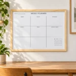 Wood Frame Weekly Planner Whiteboard – view 4