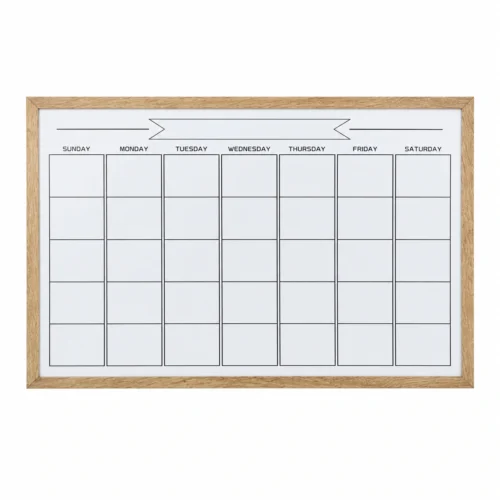 Wood-Tone Frame Monthly Calendar Board