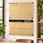 Juego de pizarras de planificación mensual y semanal en tono madera – vista 4