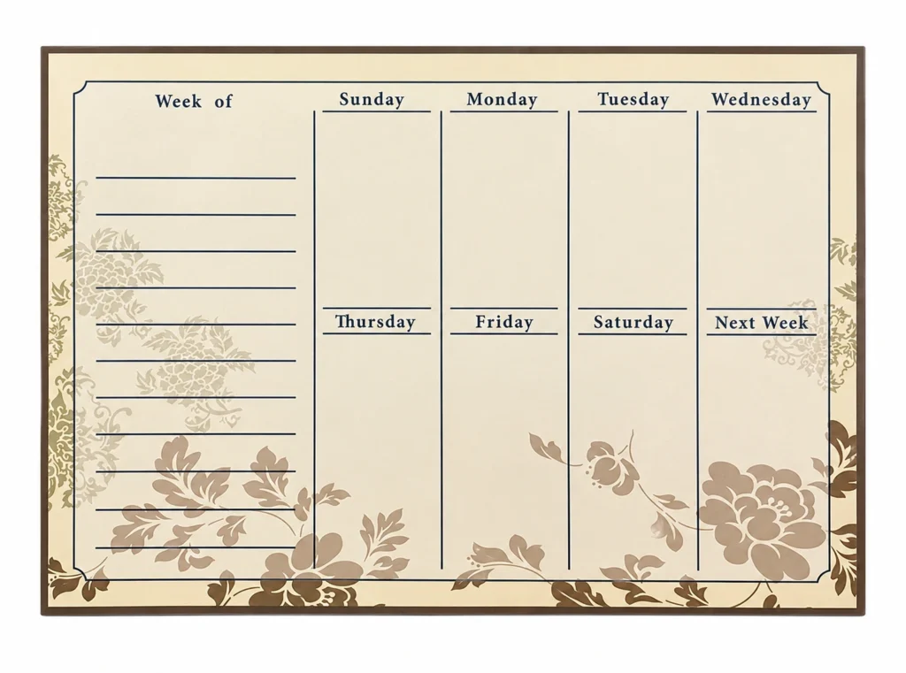 Botanical Weekly Schedule Board