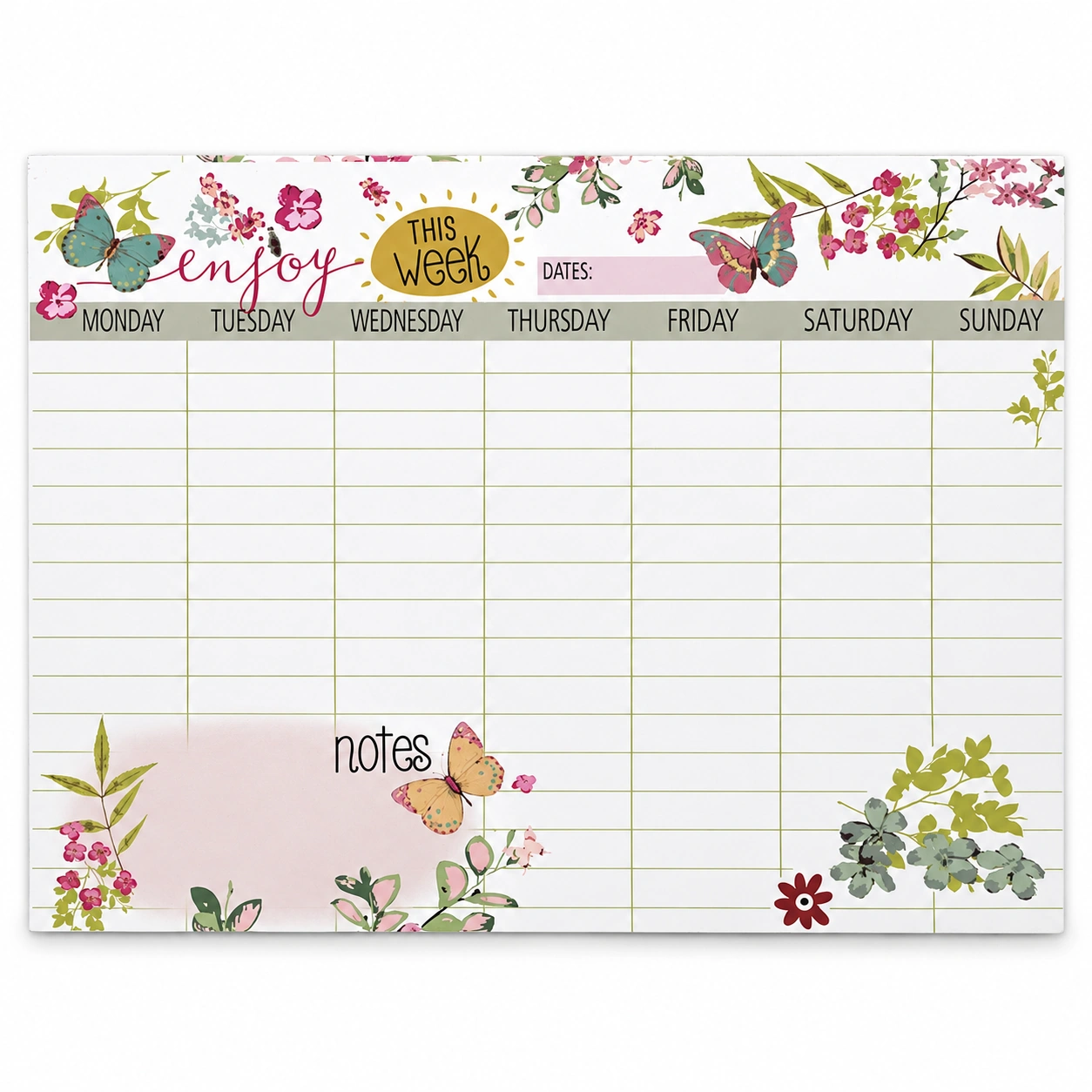Floral Weekly Planner with Notes