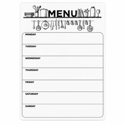 Kitchen Menu Magnetic Weekly Board