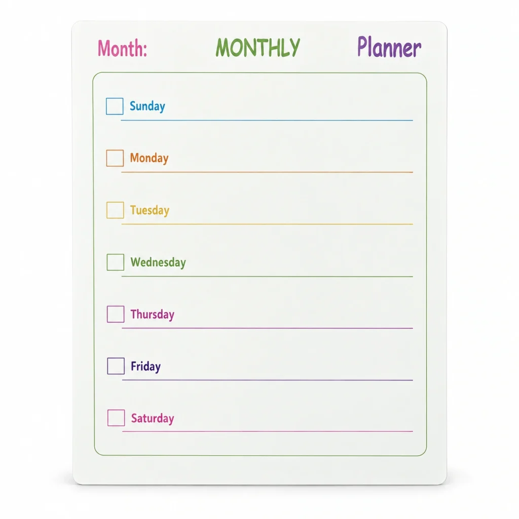 Magnetic Weekly Checklist Board
