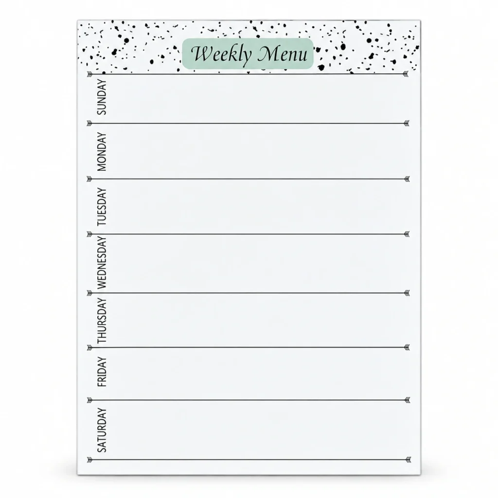 Magnetic Weekly Menu Board