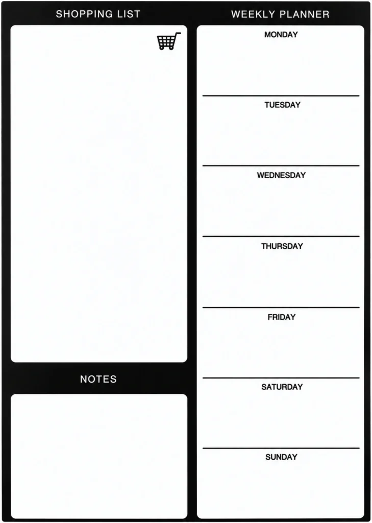 Magnetic Weekly Planner and Shopping List