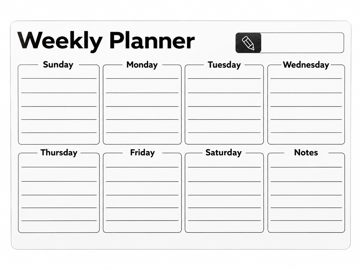 Magnetic Weekly Planner with Separate Notes Box
