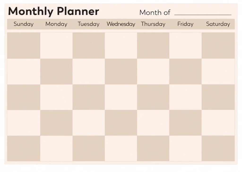 Pastel Checkerboard Monthly Planner