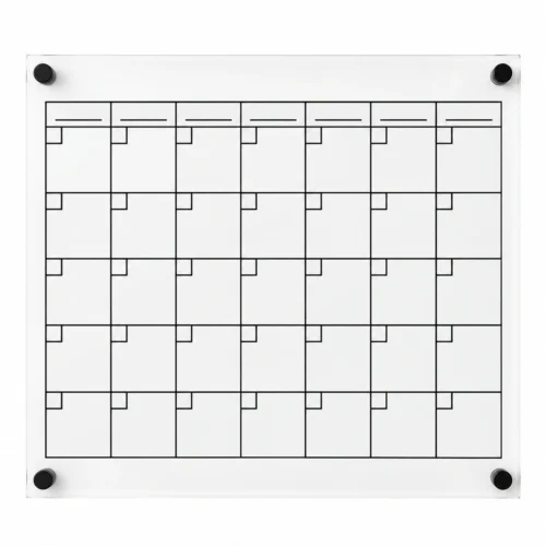 Black Grid Acrylic Calendar with Date Corners