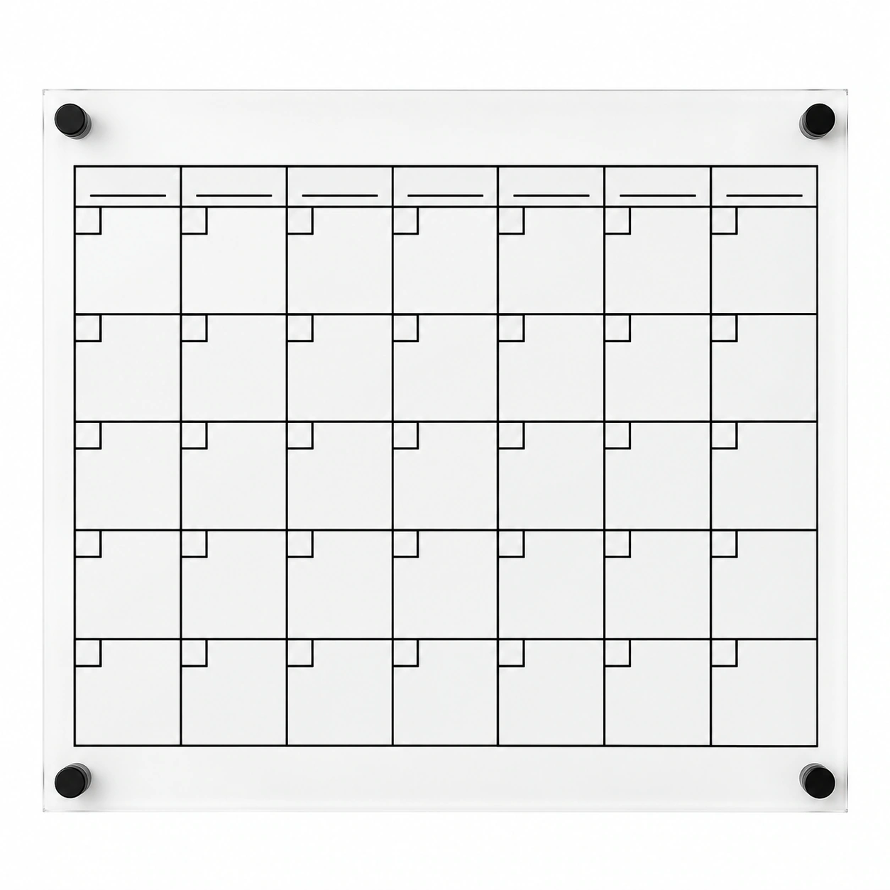 Black Grid Acrylic Calendar with Date Corners