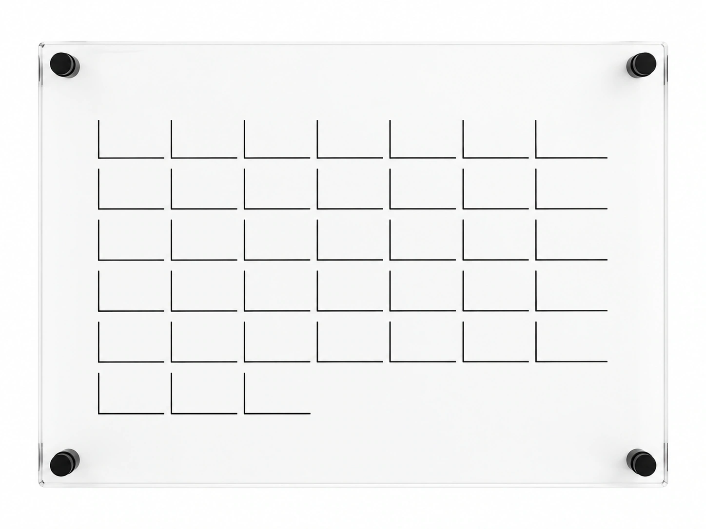Calendario horizontal de acrílico transparente