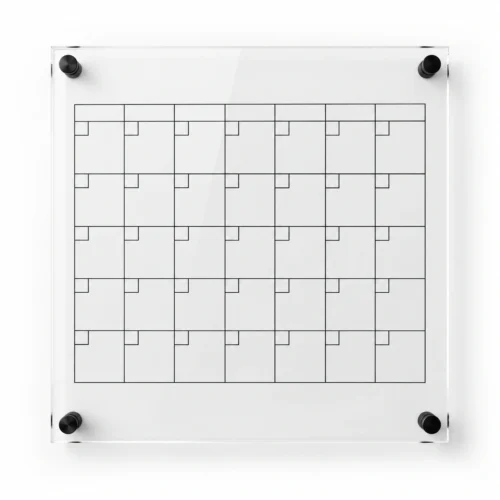 Clear Acrylic Monthly Calendar with Date Boxes