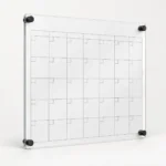 Calendario mensual de acrílico transparente con cuadrícula blanca – vista 2