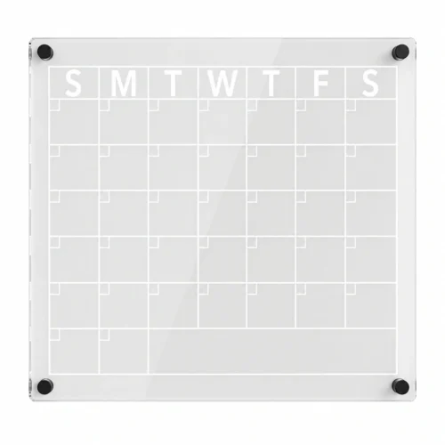 White Weekday Acrylic Monthly Calendar