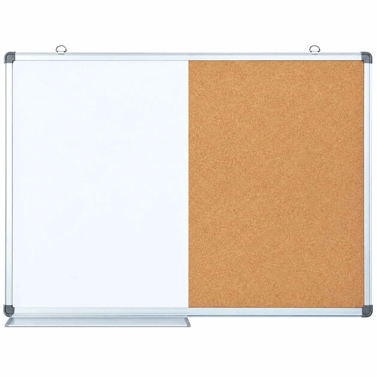 Aluminum Frame Whiteboard and Cork Board Combo with Tray
