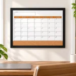 Black Frame Monthly Calendar with Cork Strip – view 3
