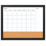 Black Frame Monthly Calendar with Lower Cork Panel