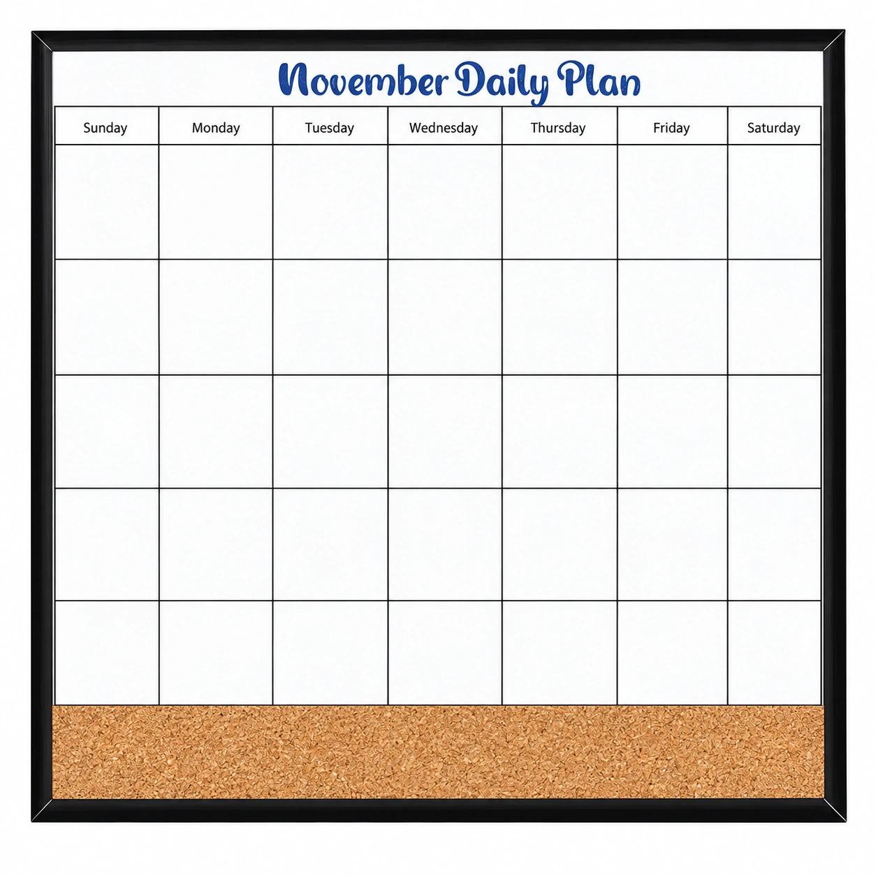 Black Frame Monthly Planner and Cork Strip Combo
