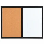 Black Frame Side-by-Side Whiteboard and Cork Board Combo