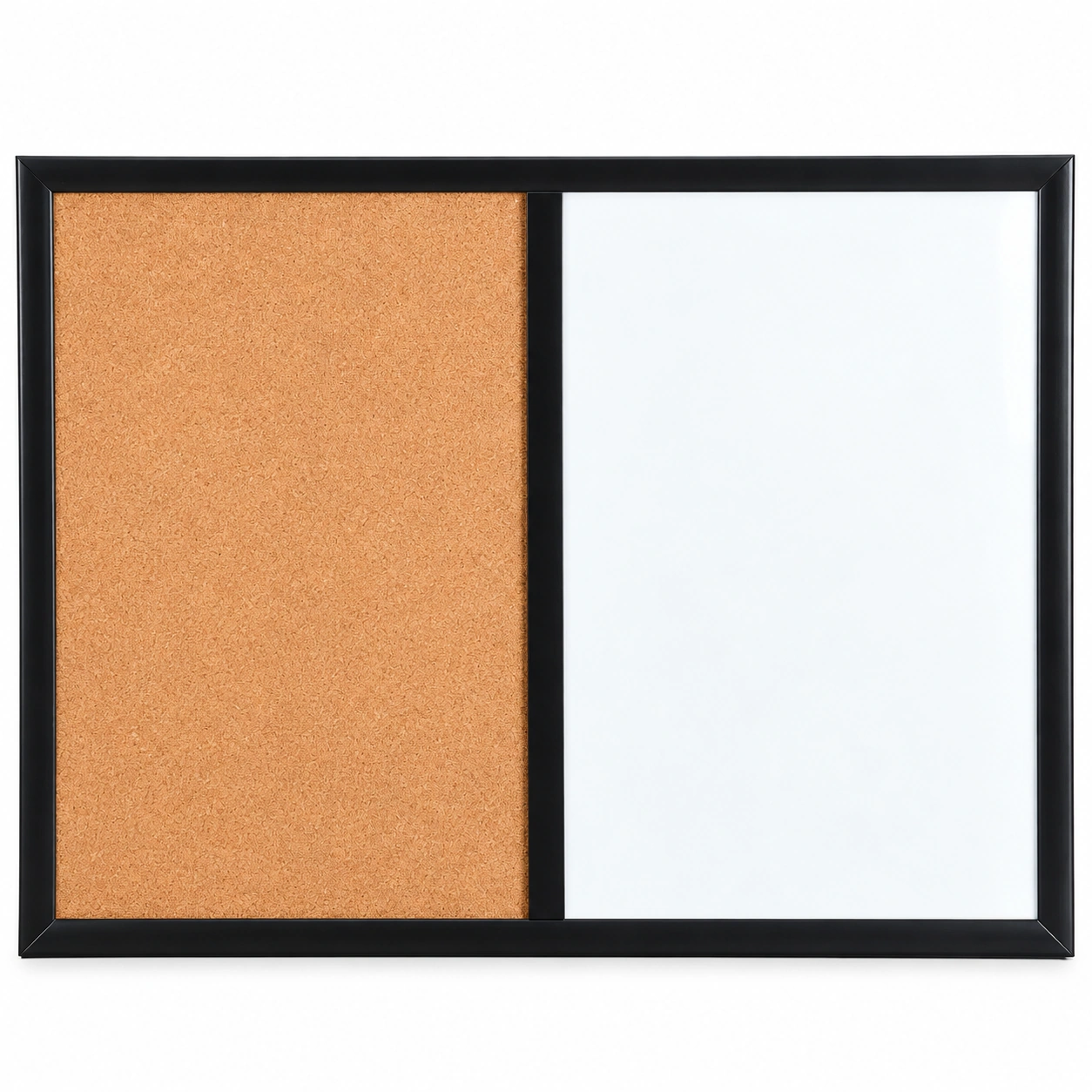 Black Frame Side-by-Side Whiteboard and Cork Board Combo