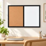 Black Frame Side-by-Side Whiteboard and Cork Board Combo – view 4