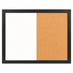Black Frame Side-by-Side Whiteboard and Cork Board Combo