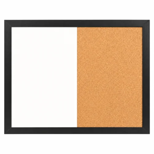 Black Frame Side-by-Side Whiteboard and Cork Board Combo