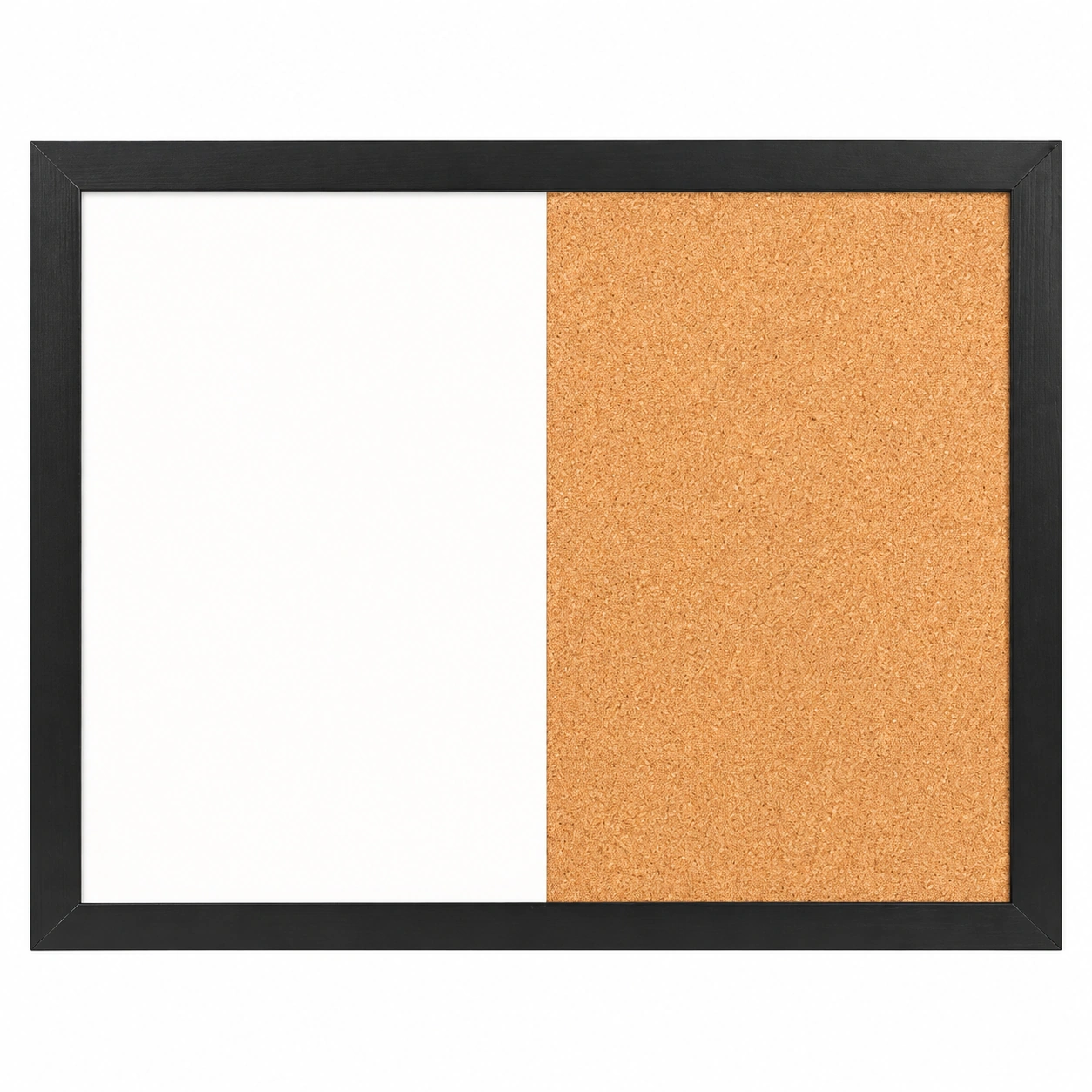 Black Frame Side-by-Side Whiteboard and Cork Board Combo