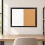 Black Frame Side-by-Side Whiteboard and Cork Board Combo – view 4