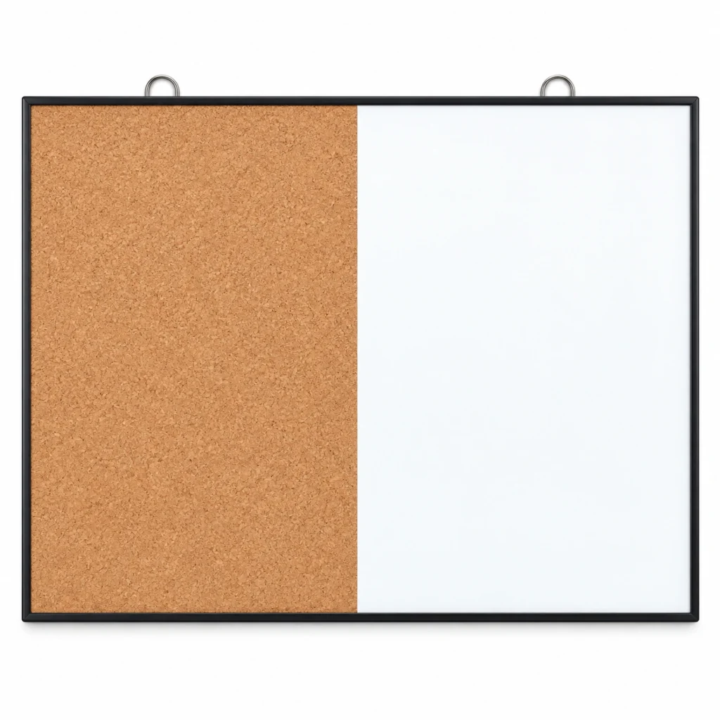 Black Frame Whiteboard and Cork Bulletin Board Combo