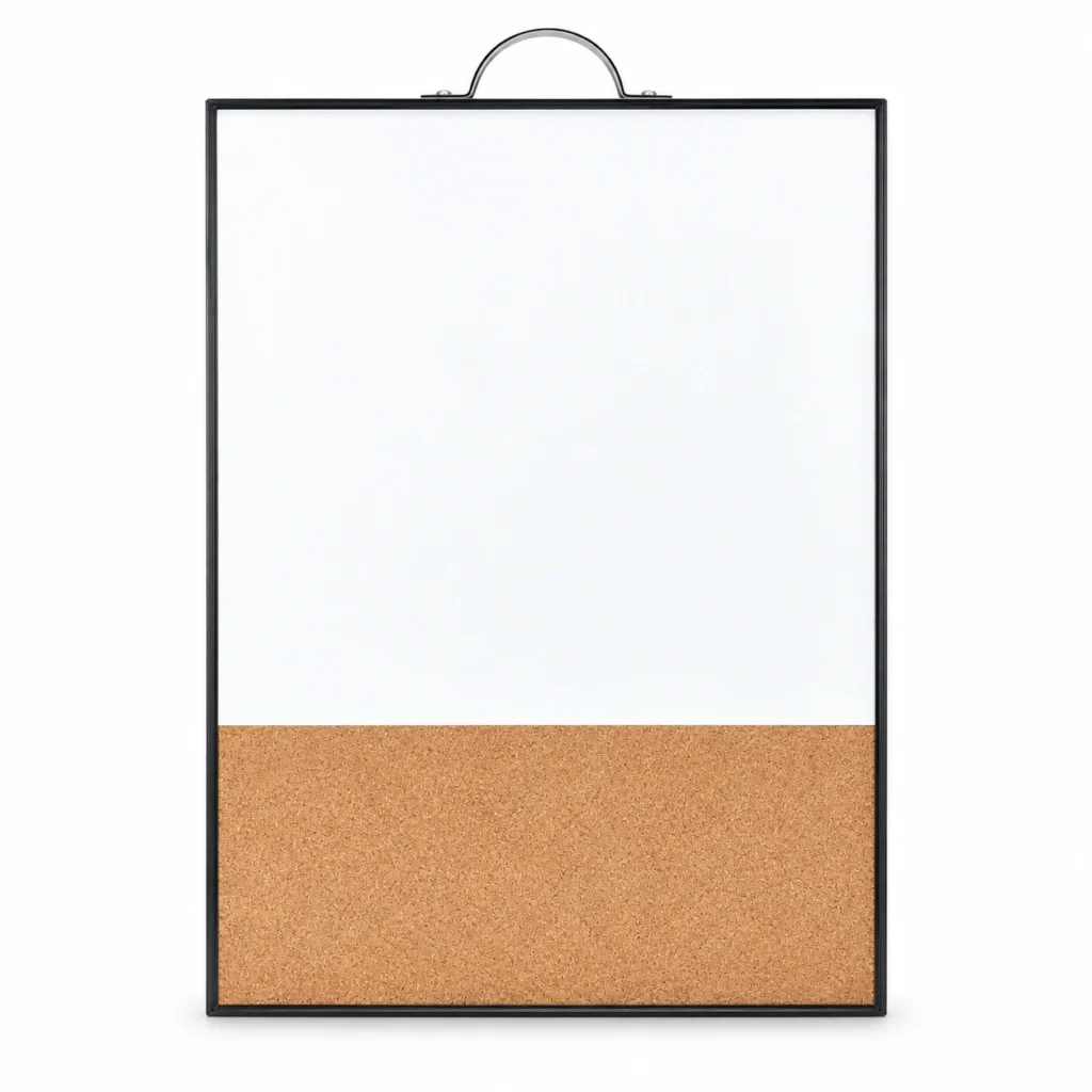 Black Frame Whiteboard and Cork Strip Combo