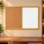 CBMH Combo de pizarra blanca y corcho con marco efecto madera – vista 4