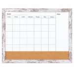 Combo de calendario mensual y tira de corcho con marco envejecido
