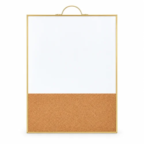 Gold-Tone Frame Whiteboard and Cork Strip Combo
