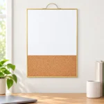 Gold-Tone Frame Whiteboard and Cork Strip Combo – view 3