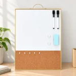 Gold-Tone Frame Whiteboard and Cork Strip Combo – view 8