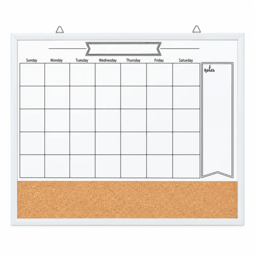 Monthly Calendar Whiteboard and Cork Strip Combo
