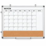 Combo de pizarra calendario mensual y tira de corcho
