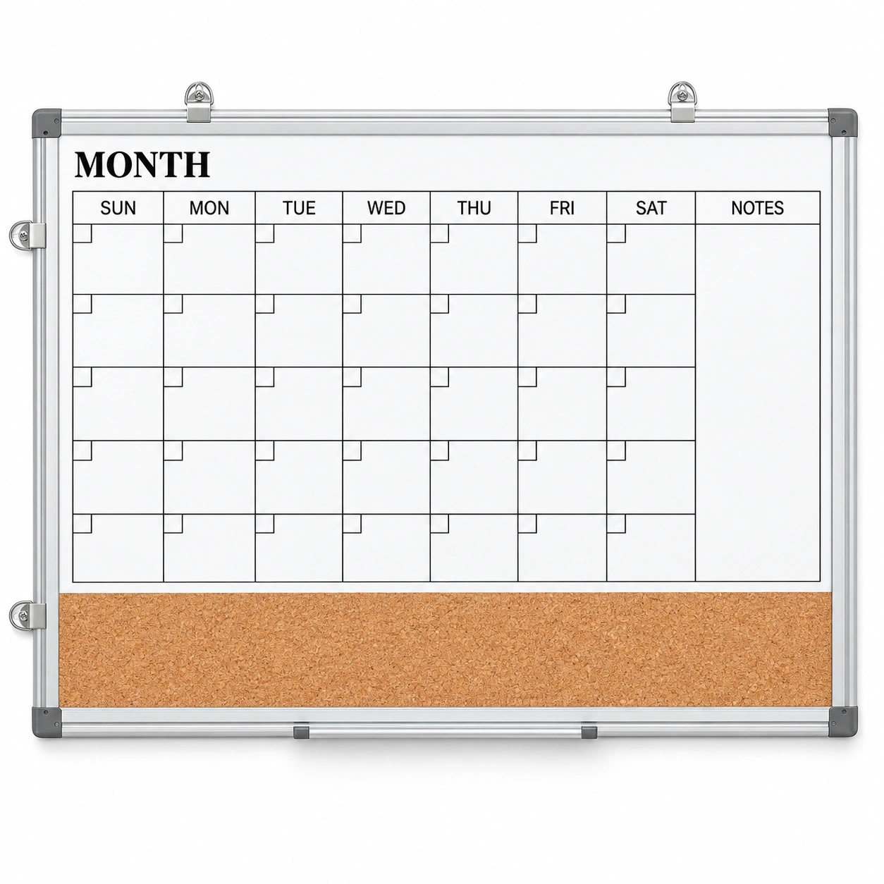 Combo de pizarra calendario mensual y tira de corcho