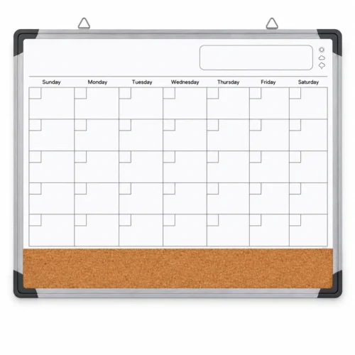 Monthly Calendar Whiteboard with Cork Strip