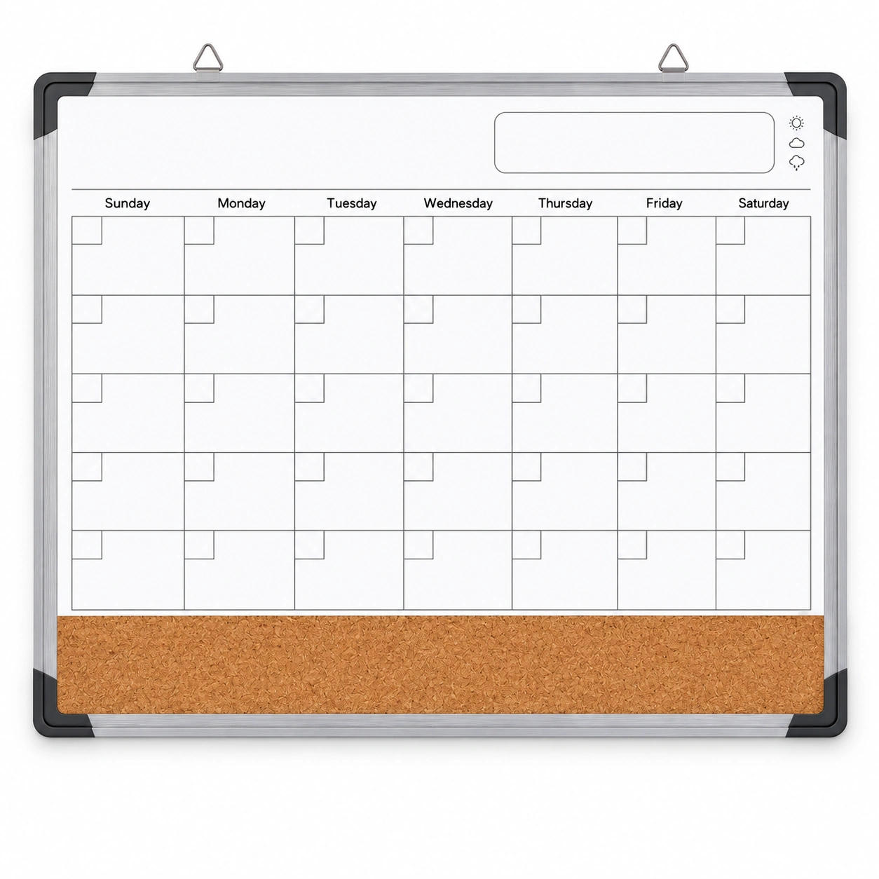 Monthly Calendar Whiteboard with Cork Strip