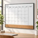 Monthly Calendar Whiteboard with Cork Strip and Notes Column – view 3