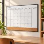 Monthly Calendar Whiteboard with Cork Strip and Notes Column – view 4