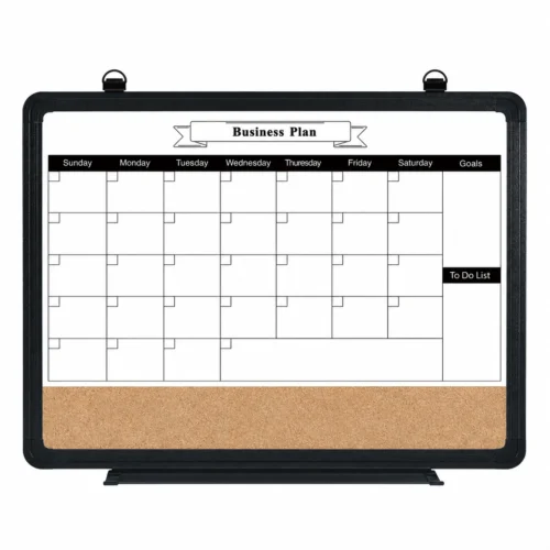 Rounded Black Frame Calendar with Cork Strip