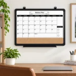 Rounded Black Frame Calendar with Cork Strip – view 3