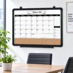 Rounded Black Frame Calendar with Cork Strip – view 4