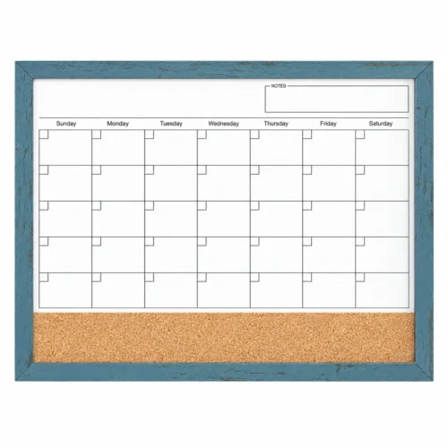 Teal Frame Monthly Calendar and Cork Strip Combo