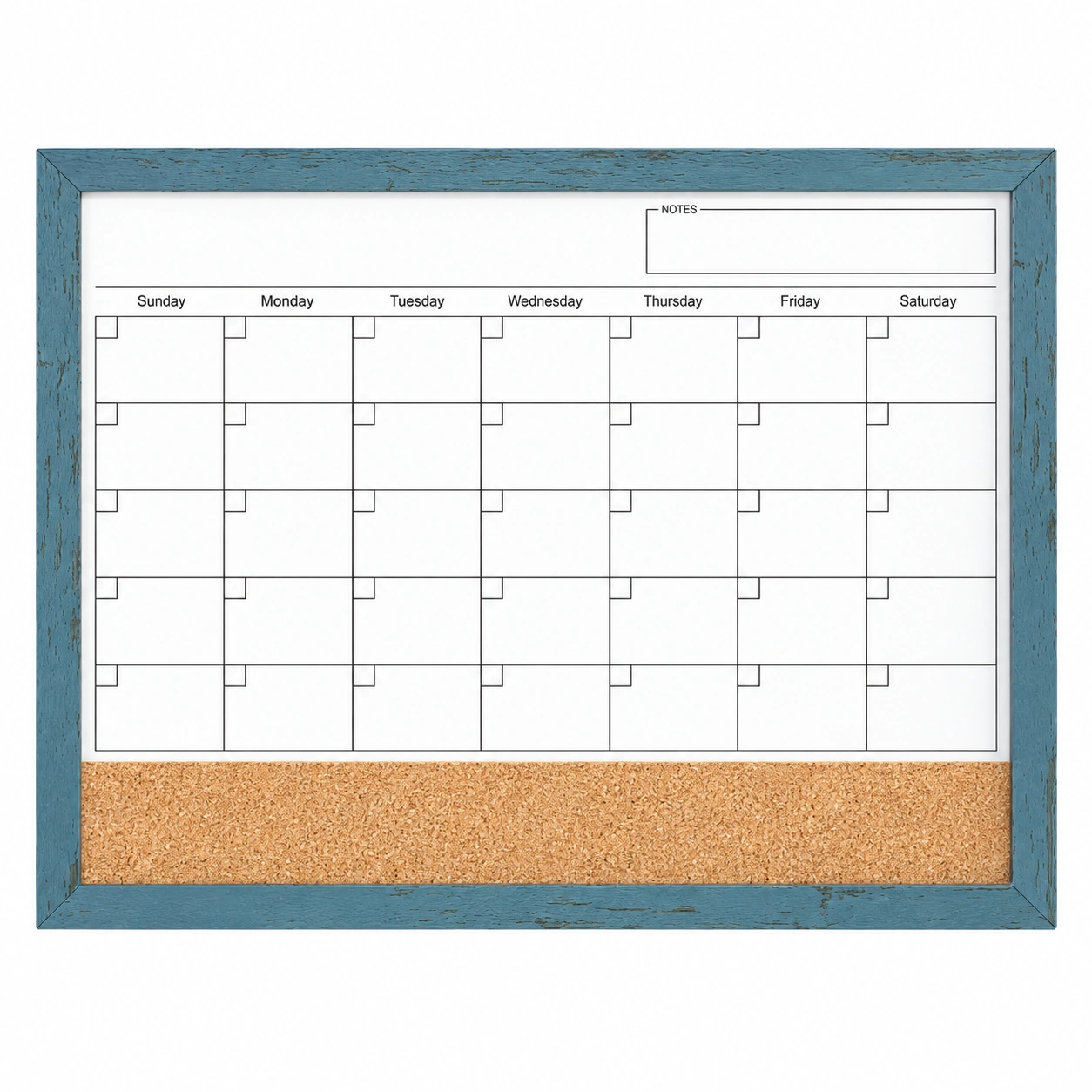 Teal Frame Monthly Calendar and Cork Strip Combo