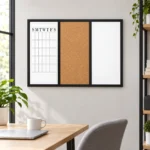Combo de tres paneles: calendario, corcho y pizarra blanca – vista 4