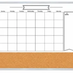 White Frame Monthly Calendar and Cork Strip Combo