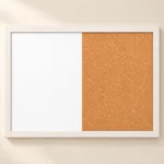 White Frame Side-by-Side Whiteboard and Cork Board Combo – view 3
